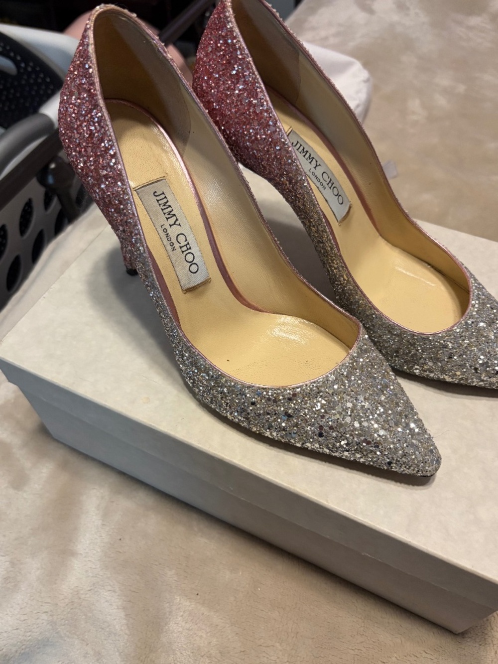 Jimmy Choo Platinum Heels